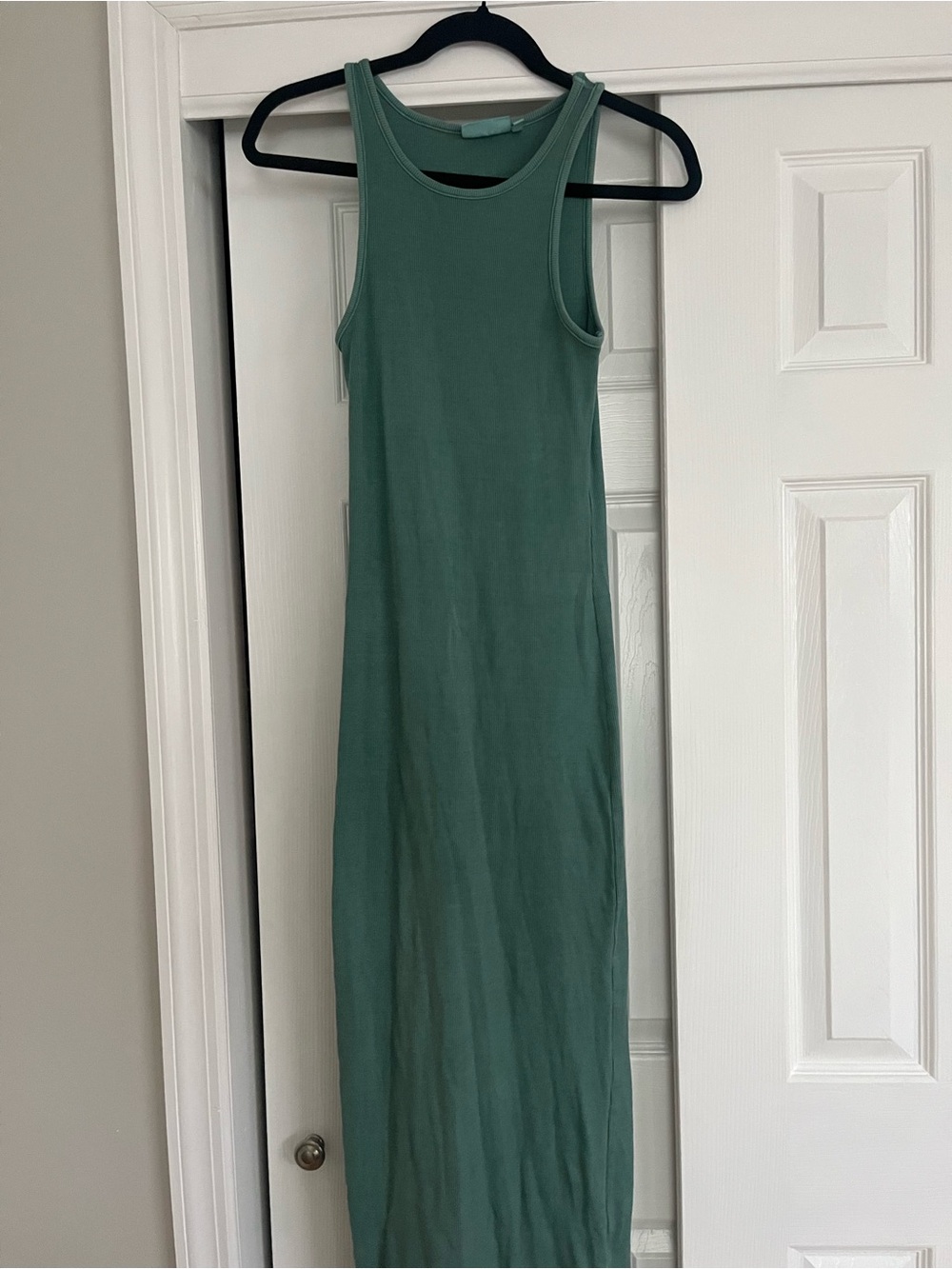 Weekday Teal Green Ribbed Tank Maxi Dress